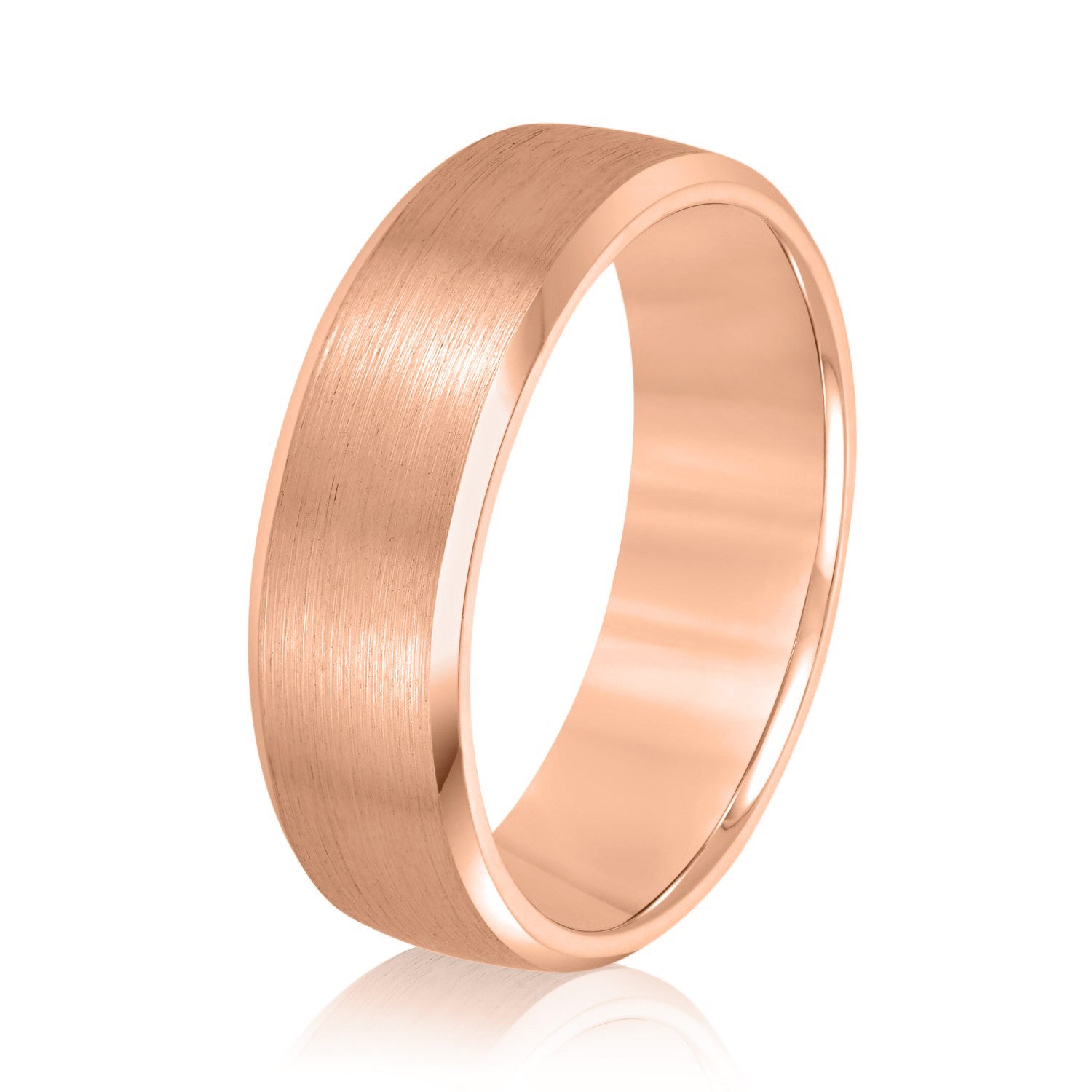 Men's Beveled Edge Matte Wedding Band-VIRABYANI